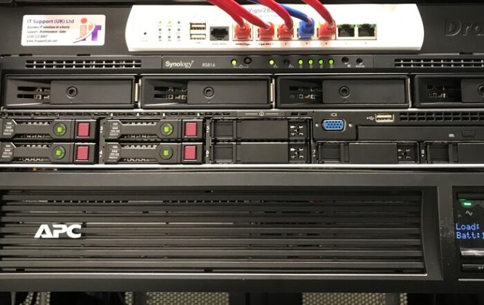 Image of Draytek Router, Synology NAS, HP Server and APC UPS